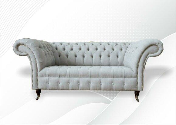 Chesterfield 2 Sitzer Wohnzimmer Couch Sofa Polster Textil Stoff Garnitur Neu