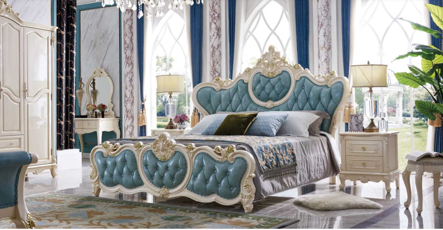 Klassisches Bett Chesterfield Leder Hotel Barock Möbel Luxus Betten Schlafzimmer