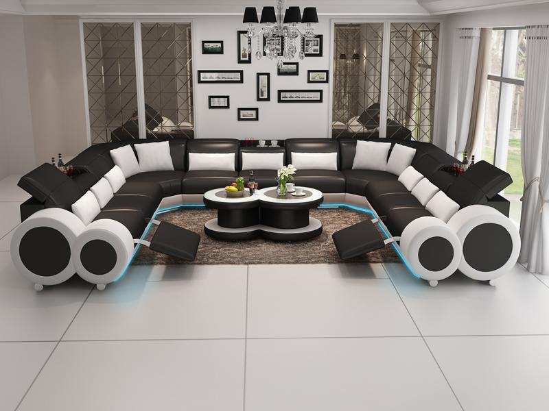 Wohnlandschaft Relax Fußstütze Ecksofa Polster Garnitur Sofa Couch Ecke + USB