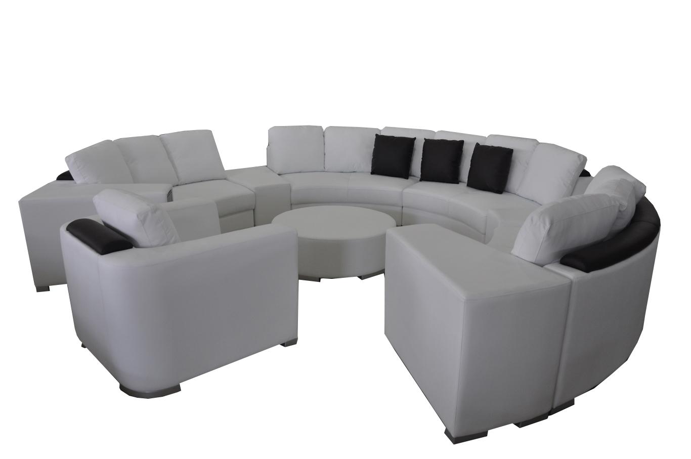 Wohnlandschaft Rund Ecksofa Leder Runde Couch Garnitur Sofa Couch Ecke + USB