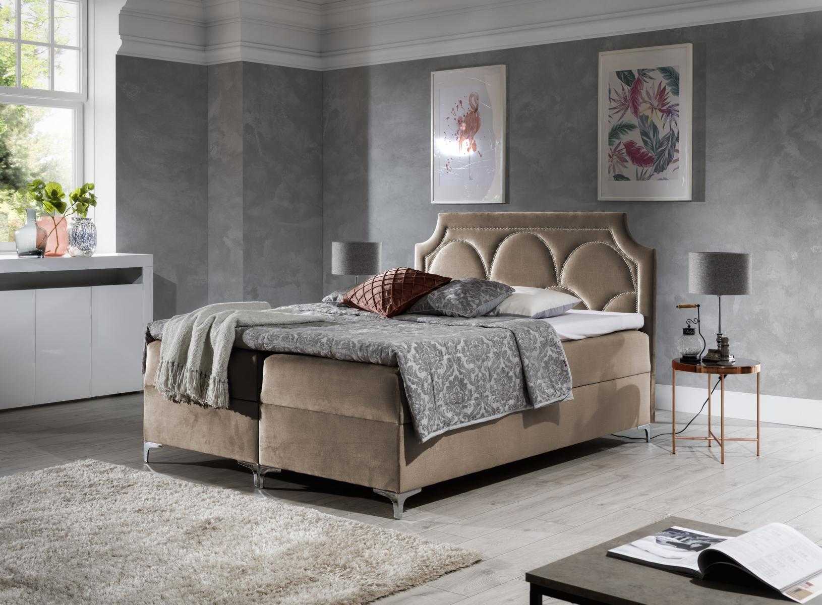 Doppel Hotel Polsterbett Bett Schlafzimmer Betten Boxspringbett Textil Design