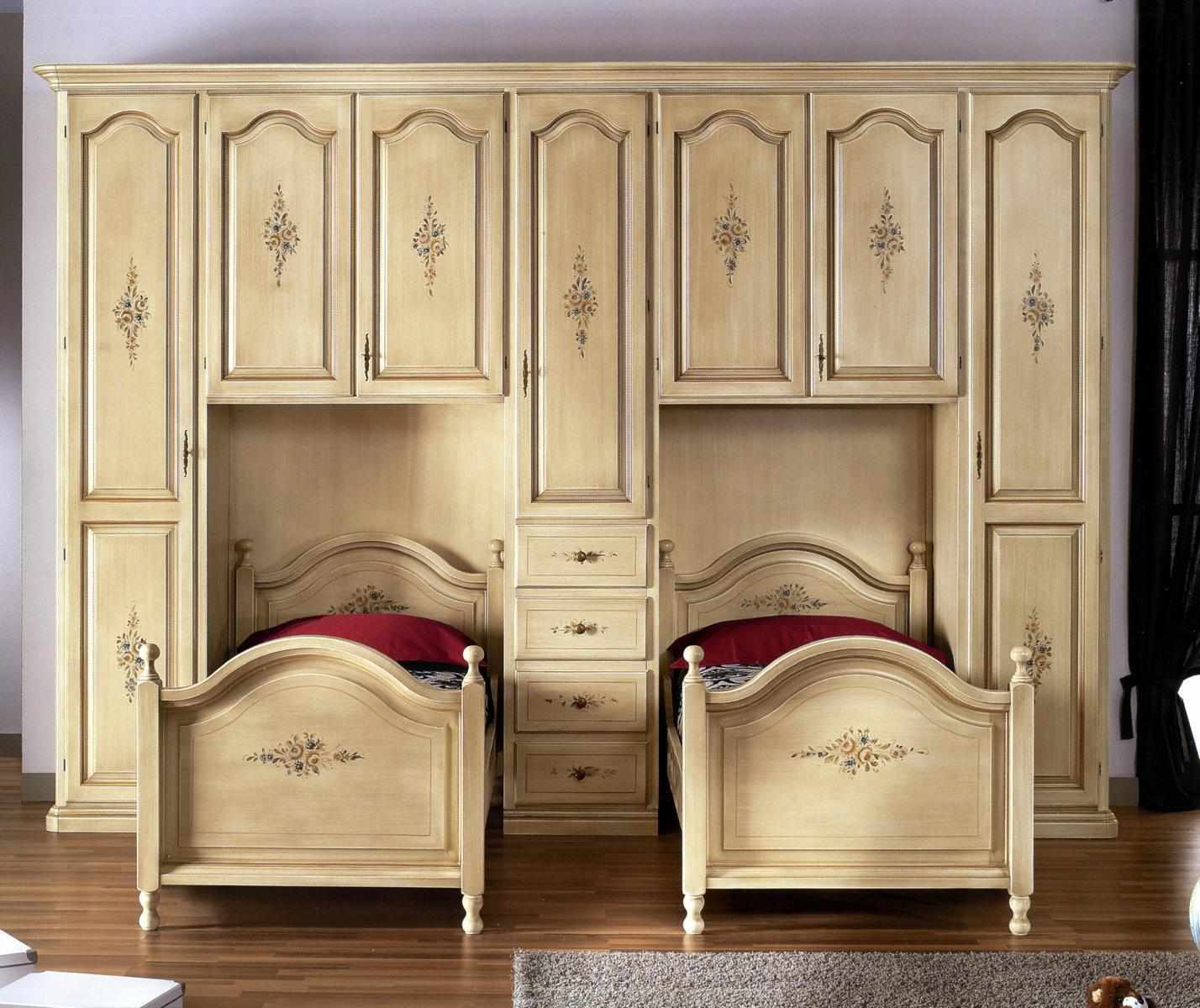Klassischer Kleiderschrank mit Betten Hotel Einrichtung Bett Schrank Set Möbel