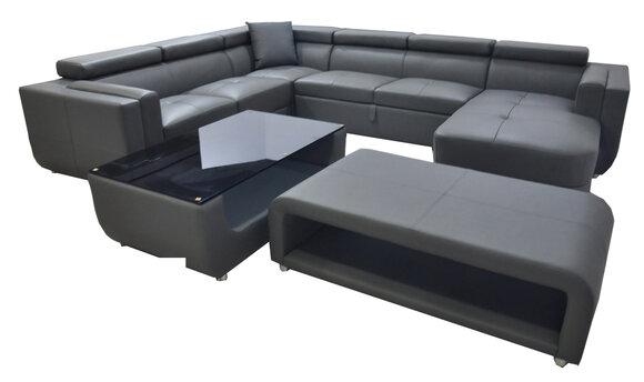 Ledercouch Eckgarnitur Sofa Tisch Ecke Design Sitzgarnitur Ledersofa Couch USB