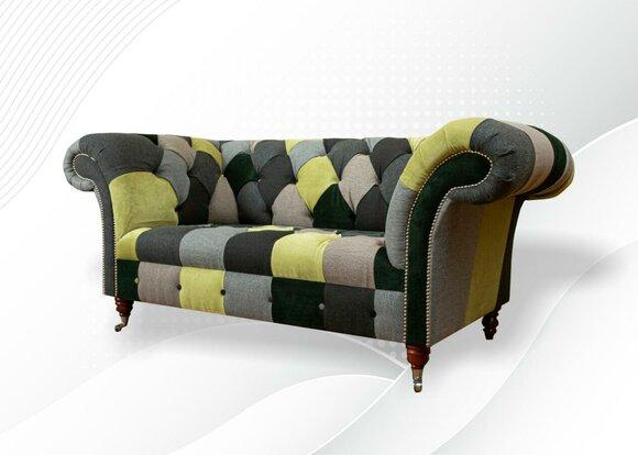Chesterfield Sofa Couch Polster Sofas Klassischer 2 Sitzer Leder Textil Bunte