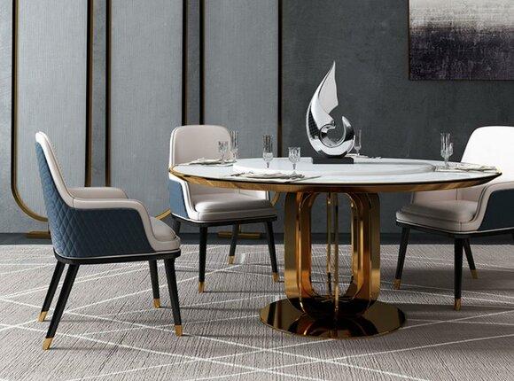 Luxus Runder Tisch Runde Design Tische Edelstahl Möbel Esszimmer Esstische Neu