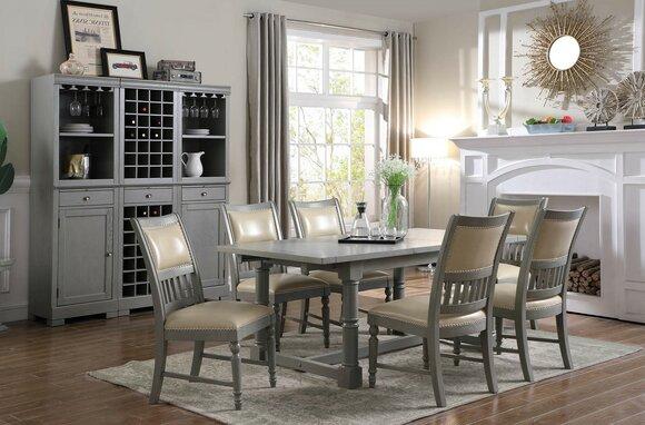 Esstisch Garnitur Tisch 6x Stühle Stuhl Esszimmer Gruppe Tisch Holz Leder Möbel