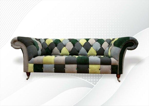 Chesterfield 3 Sitzer Mehrfarbig Wohnzimmer Design Couchen Sofa Designer Möbel