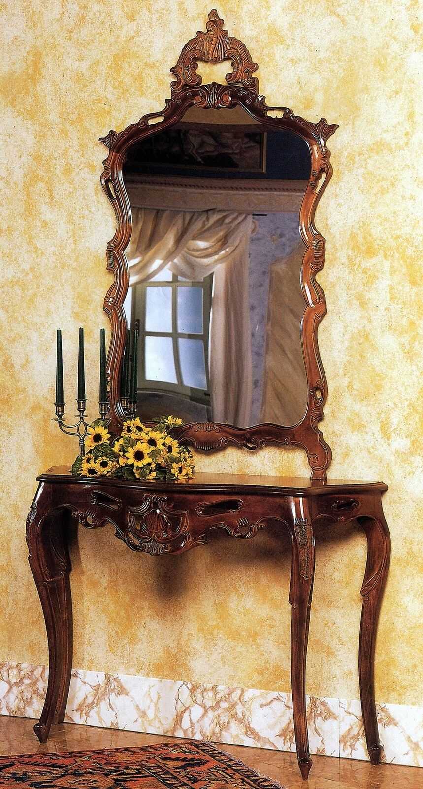 Spiegelkonsole Landhausstil Konsole Schminktisch mit Spiegel Konsolentisch Braun