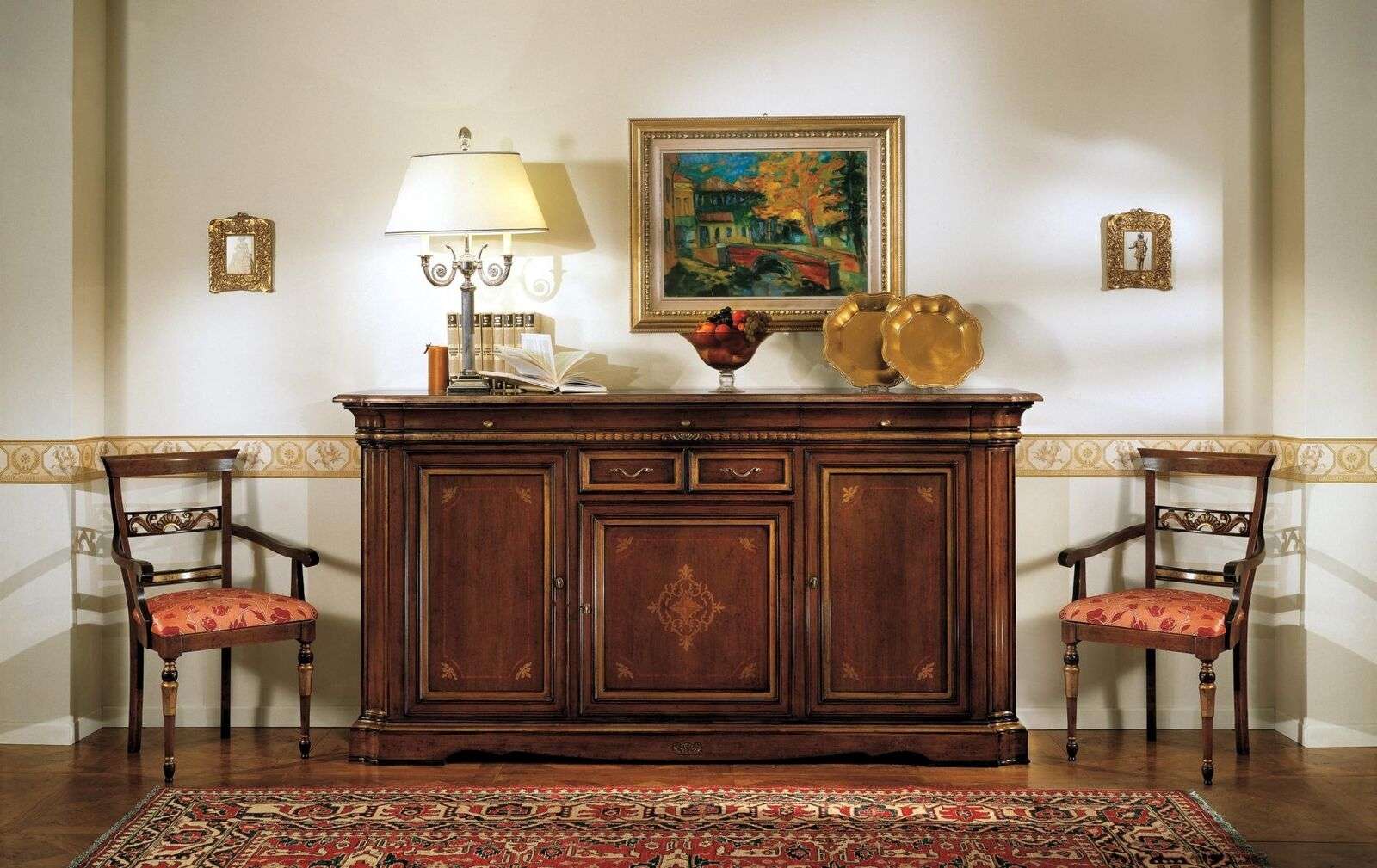 Anrichte Barock Stil Sideboard Echtholz Luxus Italienische Holz Möbel Kommode