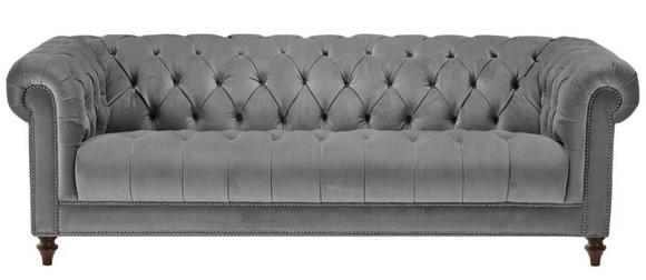 Dreisitzer Grau Stoff Wohnzimmer Design Couchen Polster Sofa Sofas Chesterfield