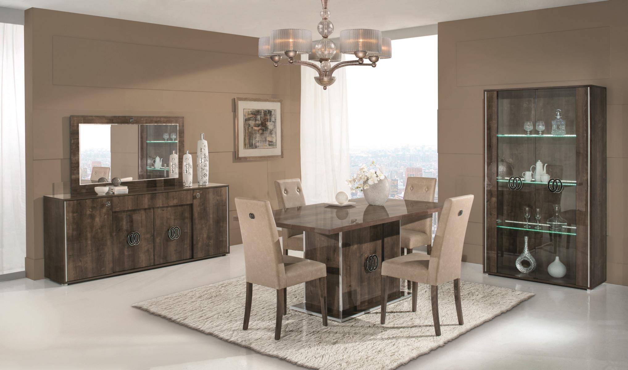 Esszimmer Esstisch Stuhl Kommode Spiegel Vitrine Gruppe Garnitur Holz Set 8tlg.