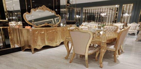 Luxus Garnitur Set 9tlg. Esszimmer Esstisch Stuhl Kommode Spiegel Ess Tisch Neu