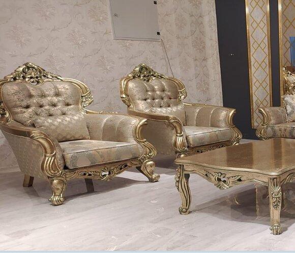 Sessel Ohrensessel Design Polster Sofa Barock Chesterfield Textil Wohnzimmer Neu