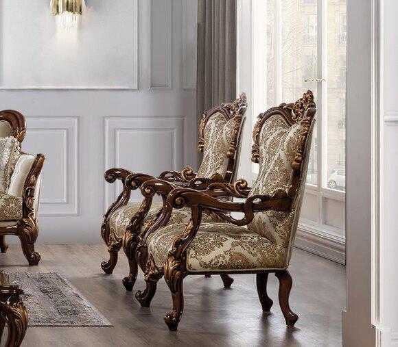 Sessel Barock Couch Sofa Relax Stoff Lounge Textil Sitzer Luxus Sitz Polyester