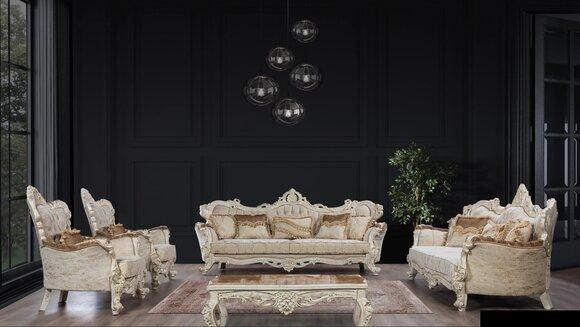 Garnitur Set 5tlg Sofagarnitur 3+3+1+1 Sitzer Couchtisch Sofa Barock Rokoko Neu