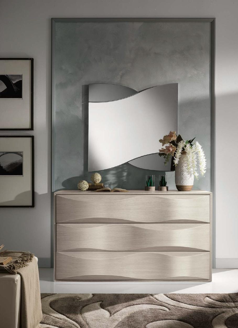 Set Kommode mit Spiegel Kommoden Konsole Gruppe Holz Schränk Schlafzimmer Modern