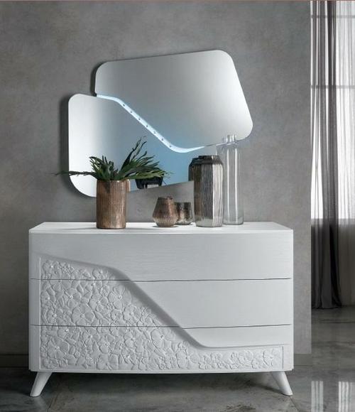 Luxus Set 2tlg Kommode Spiegel Kommoden Holz Konsole Modern Design Weiß Neu