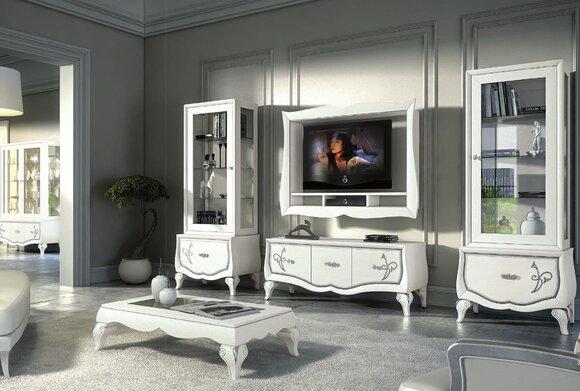 Garnitur rtv Set 4tlg. Wohnwand TV Lowboard Vitrine Sideboard Schrank Design Neu