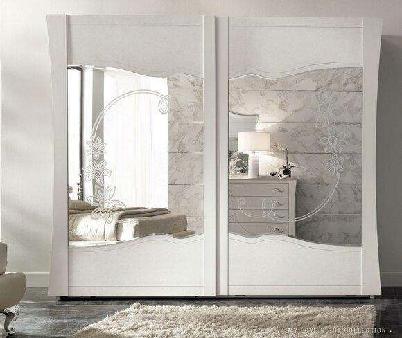 Kleiderschrank Schwebetüren Schlafzimmer Holz Schrank Schränke Holz Spiegel Neu