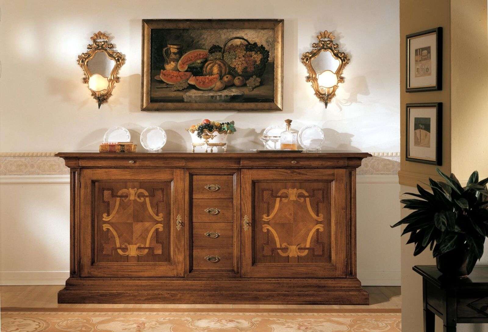 Luxus Italienische Holz Möbel Anrichte Kommode Barock Stil Sideboard Echtholz