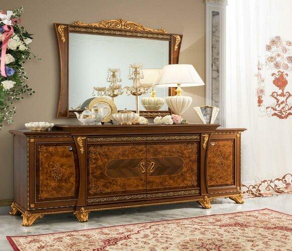 Sideboard mit Spiegel Anrichte Sideboards Holz Schrank Möbel Kommoden Braun Neu