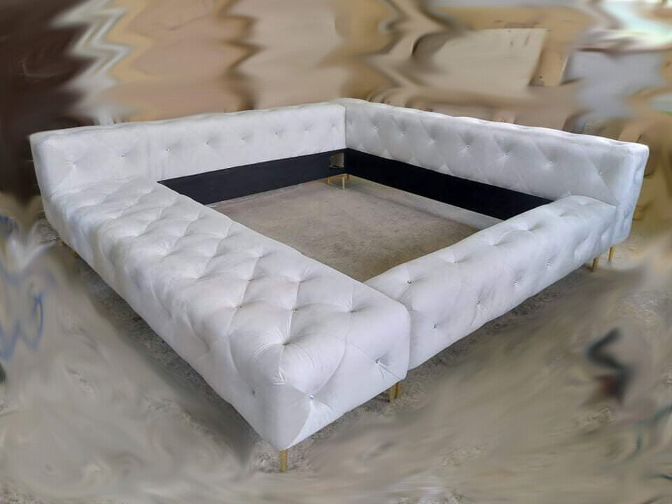 Chesterfield Bett Lederbett Doppelbett Design Betten Gold 180 x 200cm Sofort