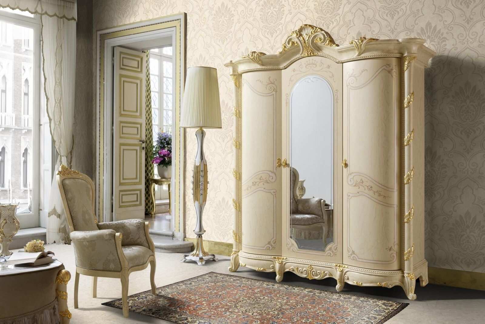 Klassischer Holz Massiv Kleiderschrank Holz Schlafzimmer Regal Schrank Schrank