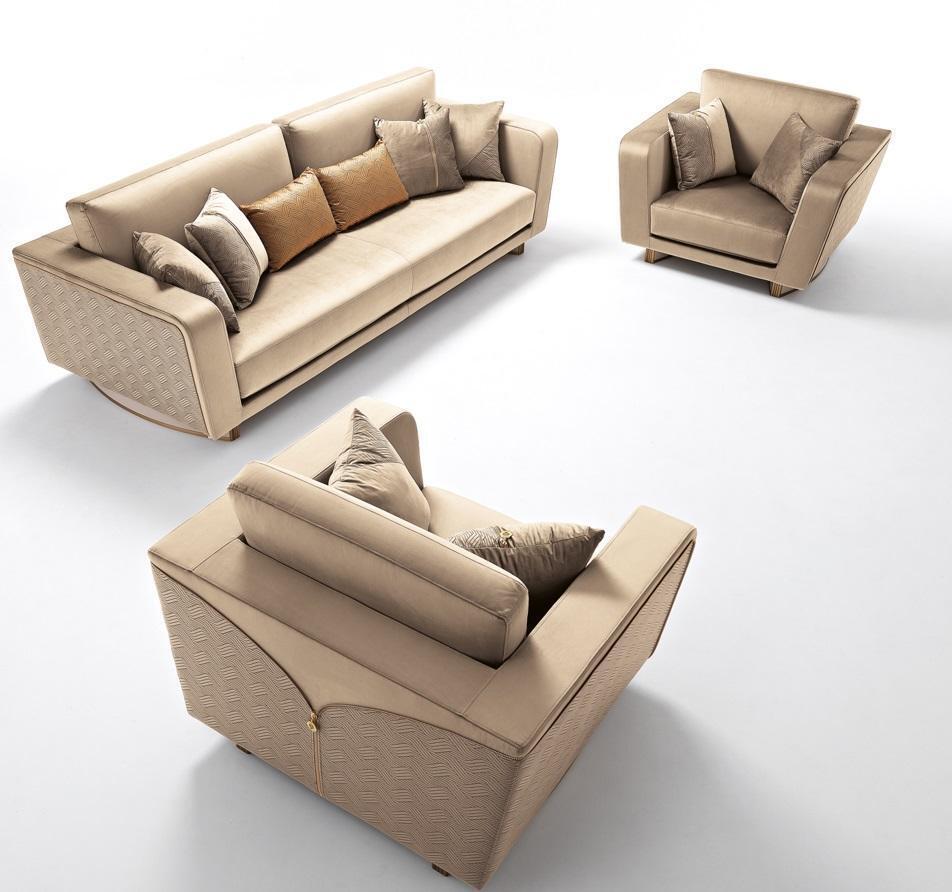 Sofagarnitur 311 Sitzer Set Design Sofa Polster Couchen Leder Italienische Möbel