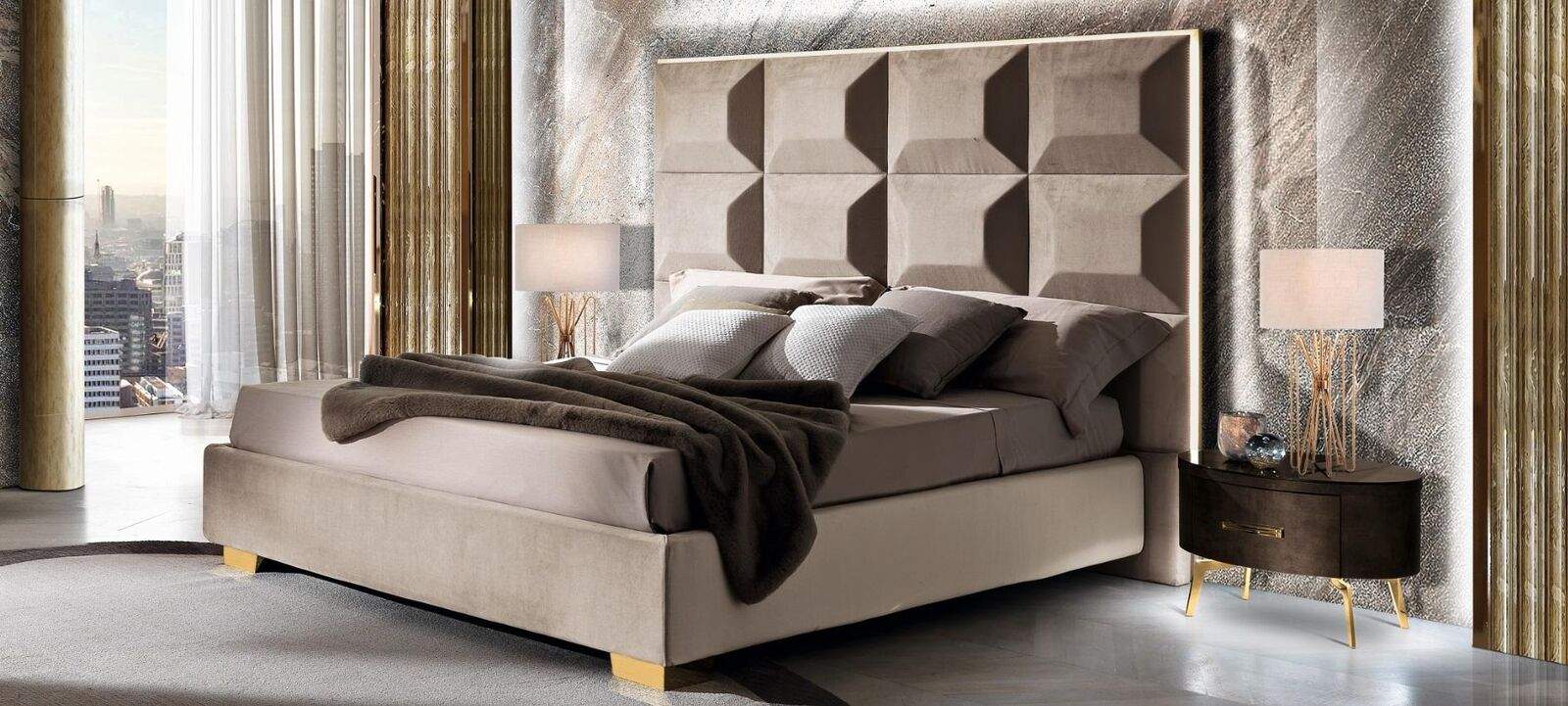 Modern Bett Luxus Betten Chesterfield Möbel Barock Hotel Textil Schlafzimmer