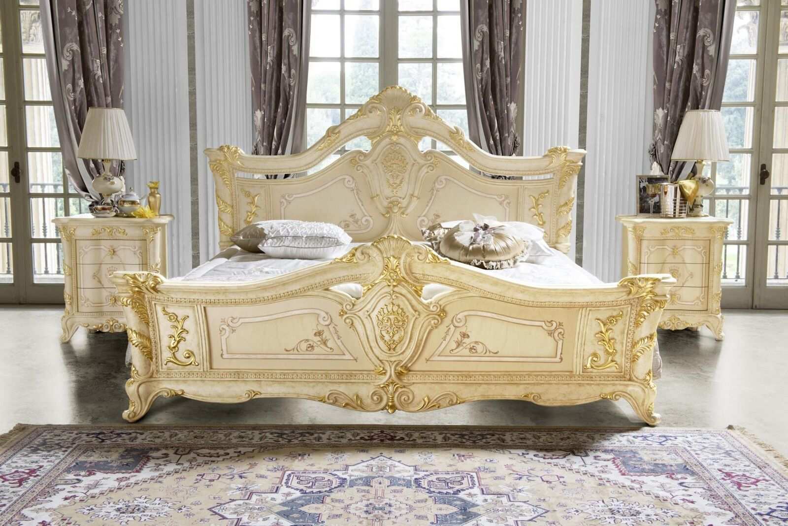 Schlafzimmer Set Design Art déco Luxus Betten Möbel Neu Bett Nachttisch 3 tlg.