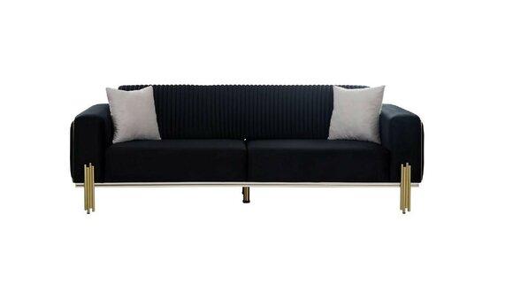 Dreisitzer Couch Möbel Samt Designer Gold Metall Gepolsterte Moderne Couchen Neu