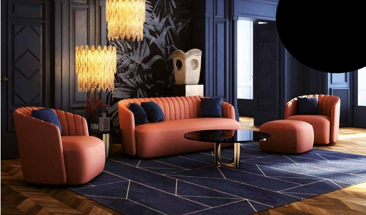 Set 3 tlg.Sofagarnitur 3+2+1 Sitzer Garnitur Sofa Stoff Sofas Sessel Orange Neu
