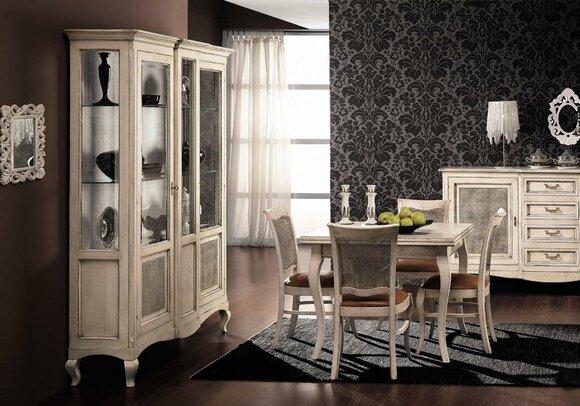Holz Vitrinen Glas Schrank Echtholz Anrichte Vitrine Wohnzimmer
