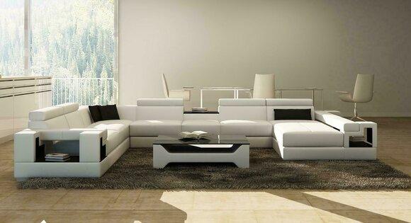 Ledersofa Couch Wohnlandschaft Ecksofa Eck Garnitur Design Modern Sofa 6138