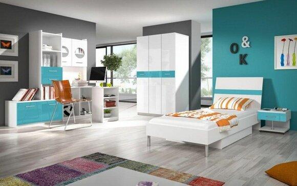 Schrank für Jugendzimmer Regal Bücherschrank Möbel Turkis Regal Bücherregal 1tlg