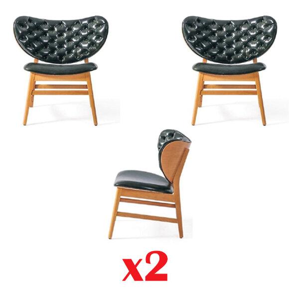 Esszimmer Neu Polster Gastro Leder Design Stuhl Set 2x Massiv Holz