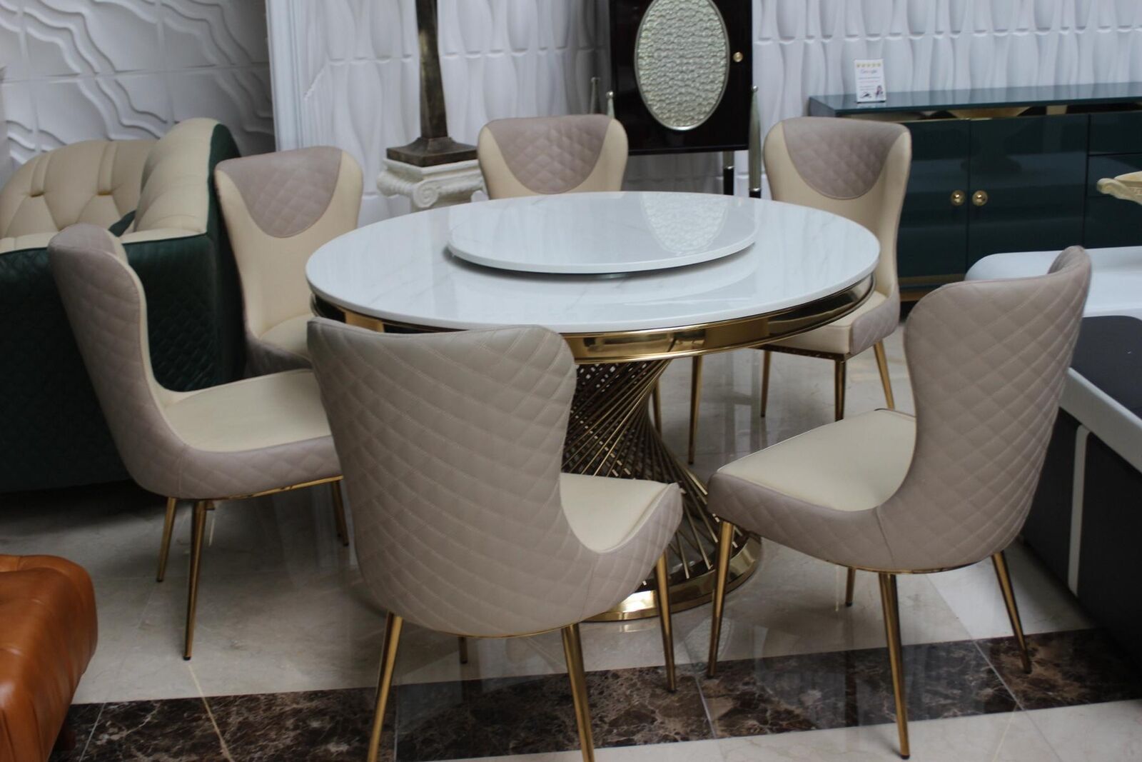 Runder Esstisch Moderne Tische Edelstahl Rundtische Metall Gold 130cm Sofort