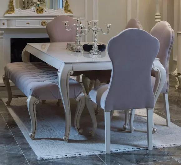 Esszimmer Set Design Garnitur 6tlg. Holz Möbel 4x Stuhl Tisch Hocker Neu
