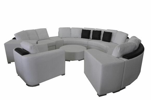 Runde Sofa Couch Polster XXL Big Rund Couchen Wohnlandschaft Sessel Puff + USB