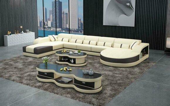 Wohnlandschaft Design Polster Couch U Form Sofas Textil Luxus Klasse Neu Couchen