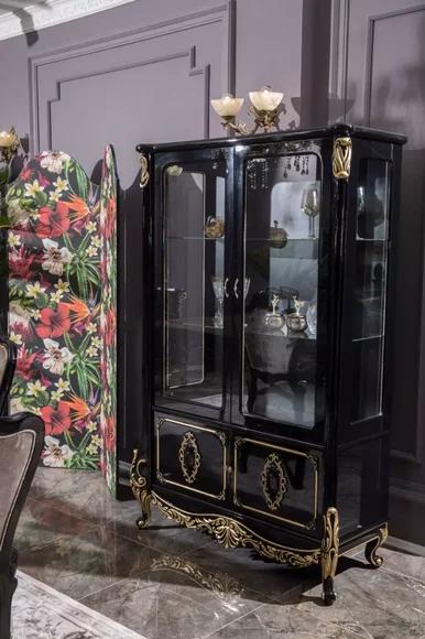 Möbel Glasschrank Luxus Vitrine Holz Vitrinen Schränke Regale Schwarz