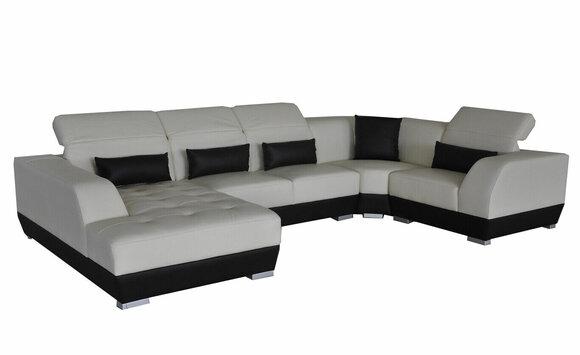 Luxus U Form Wohnlandschaft Couch Sofa mit USB Möbel Polster Sitz Garnitur Ecke