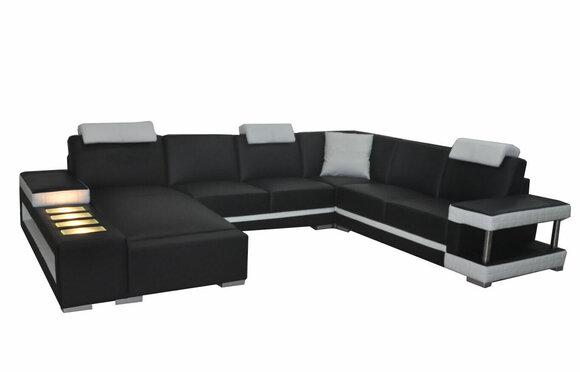Designer Leder Polster Ecke Sofa mit USB Polster Eck Landschaft Zimmer Big Leder