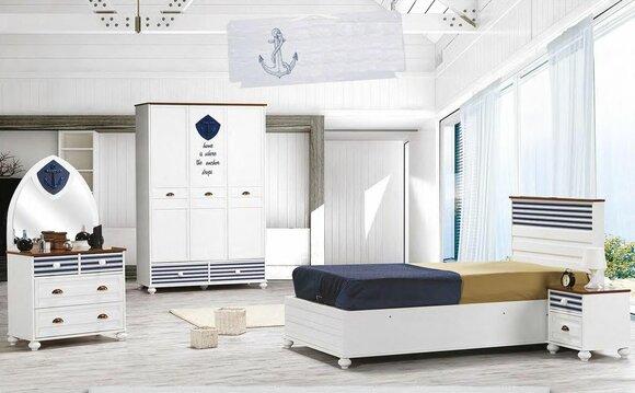 Landhaus Stil Schlafzimmer Möbel Komplett Set 4tlg. Schrank Tisch Kommode Bett