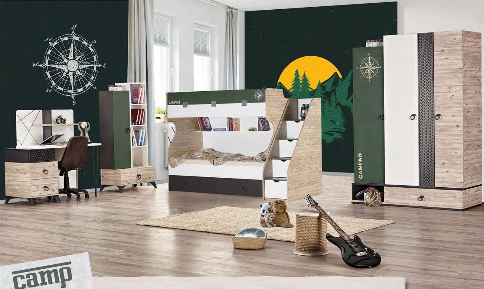 Hochbett Kinderzimmer Schlafzimmer Set Kleiderschrank 4tlg. Jugendzimmer Möbel