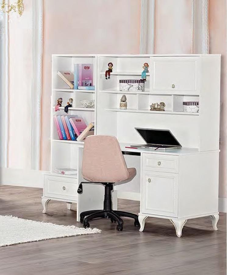 Bücher Schrank Schreibtisch Tisch Landhaus Stil Kinder Jugendzimmer Holz 2tlg.