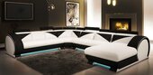 Ledersofa U Form mit USB Ecksofa Polster Sofa Leder Couch Sitz Eck Garnitur Ecke