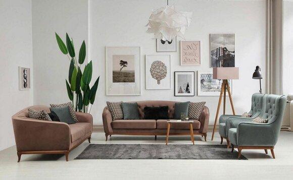 Luxus Sofagarnitur Sofa Garnitur Sofas 4+3+1 Sitzer Stoff 3tlg Couch Set Polster