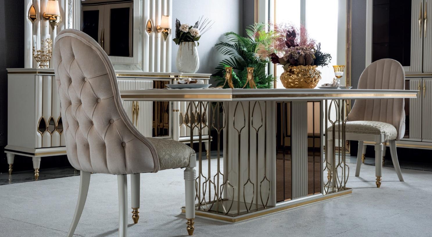 Esszimmer Set Weiß Esstisch Schön 4x Stühle Modern Elegantes Design Neu 5tlg.