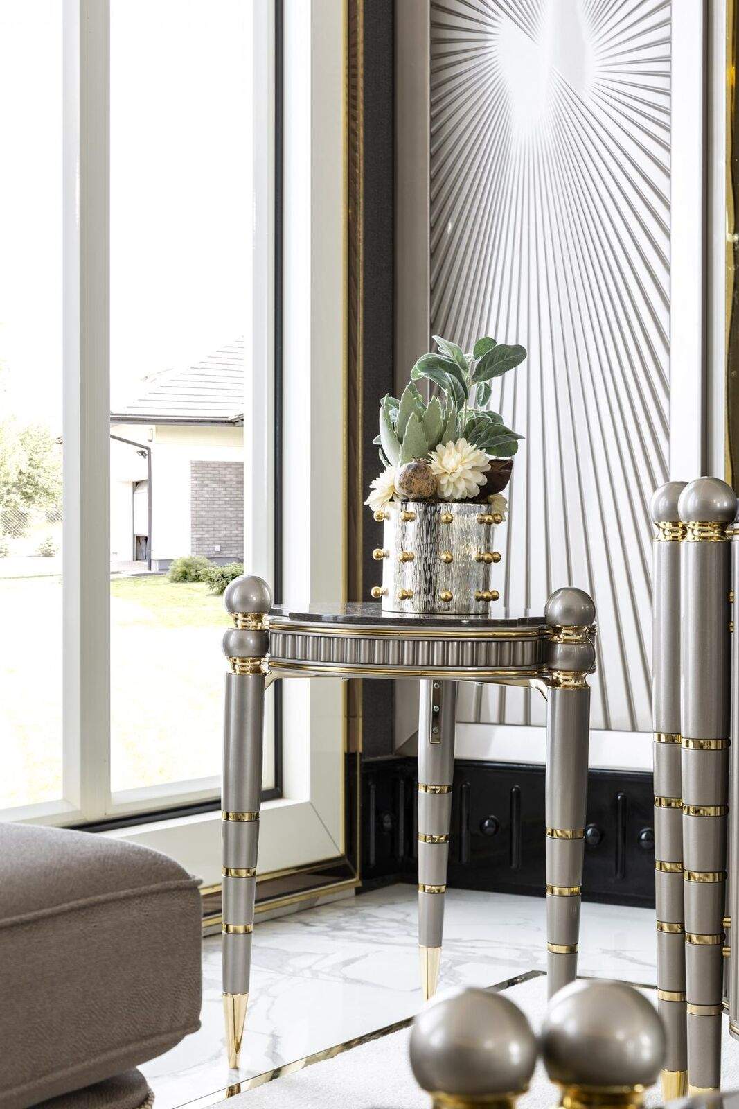 Beistelltisch Grau Design Elegantes Schön Wohnzimmer Modern Luxus Tische Neu